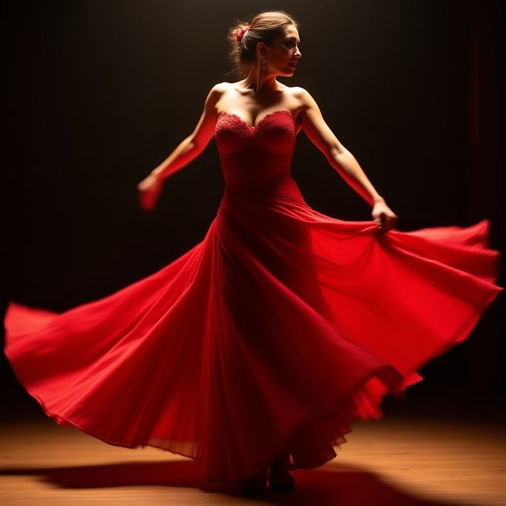 Una bailaora de flamenco en plena actuación.