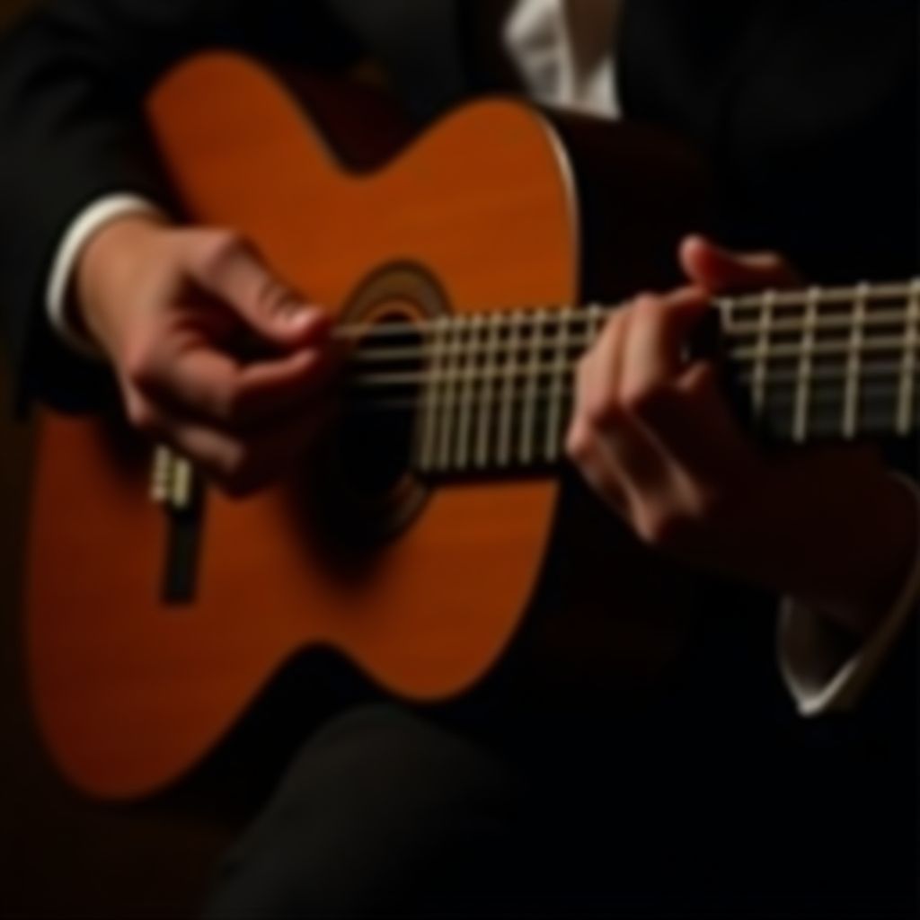 Un guitarrista de flamenco tocando su instrumento.