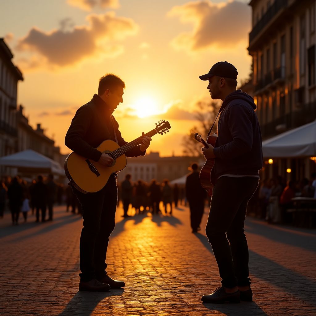 Músicos flamencos tocando en la calle